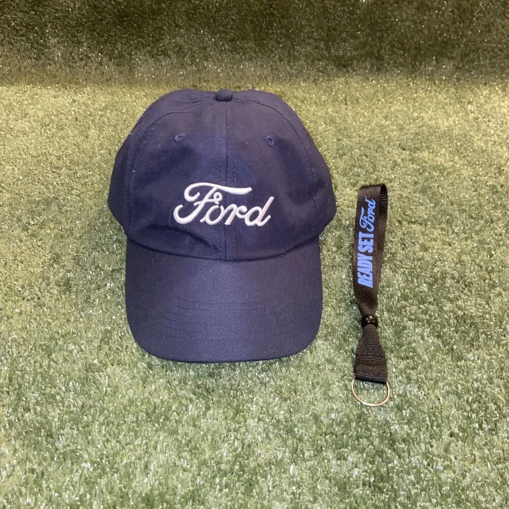 Ford Baseball Hat Navy Blue Adjustable Cap & Keychain